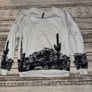 Light Gray Desert Graphic Crew Sweatshirt by